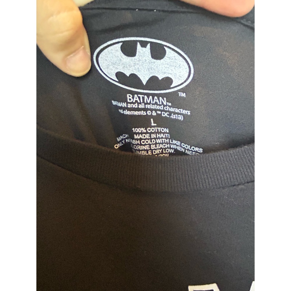 Batman Graphic Black White Long Sleeve Tee Shirt Unisex Large 100% Cotton - Picture 5 of 7